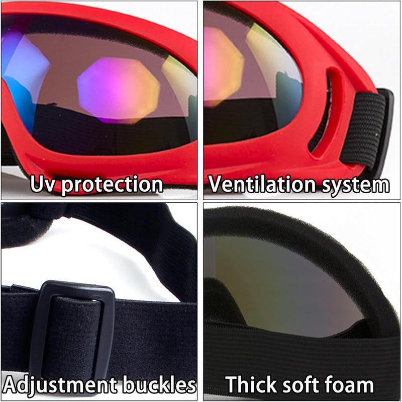 XILEDUO Ski Goggles Snowboard Goggles for Men Women Kids Winter Snow Windproof Sports Sunglasses Motorcycle ATV Glasses for Youth Adult Teens, UV Protection Foam Anti-Scratch Dustproof (Red) - Image 3